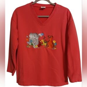 WOMEN'S RAINFOREST CAFE CORAL LONG SLEEVE V-NECK SWEATER 🪸 SIZE SMALL